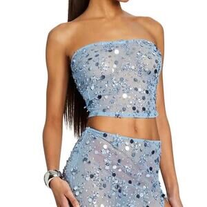 Retrofete Crop Top Sleeveless Mirage Top Dusk Blue $498 size XL